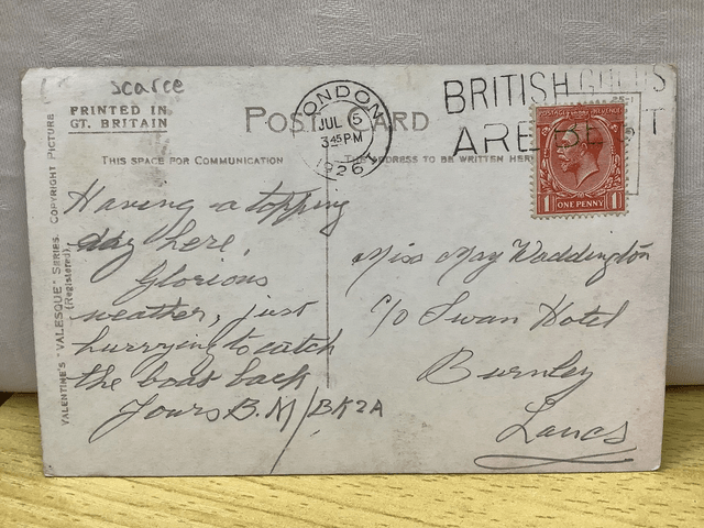 Ventnor, Isle of Wight, Posted 1926 Valentine's Valesque Series  rare postcard. Our Ref No. R777 £4.00