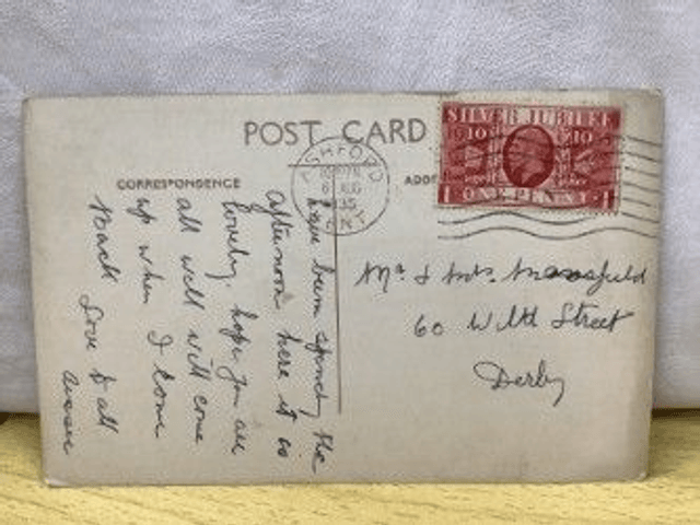 Hythe, Beach Showing Moyle Tower, Kent, Posted 1935 unbranded postcard. Our Ref No R385 £2.50