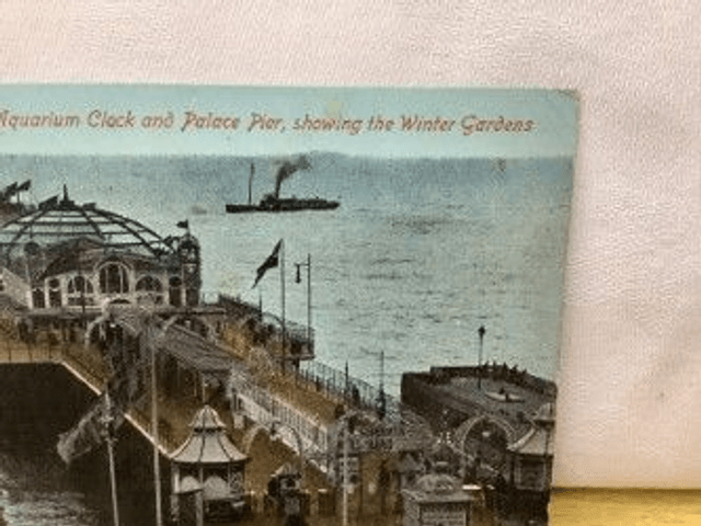 Brighton, Aquarium Clock and Palace Pier, Showing Winter Gardens, Posted 1921 Postcard Our Ref. no. R67 £2.25