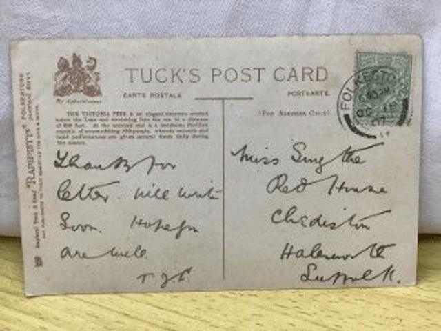 Folkestone, The Pier, Kent, Posted 1907 Raphael Ruck & Sons Rapholette Postcard. Our Ref No. R215 £2.50