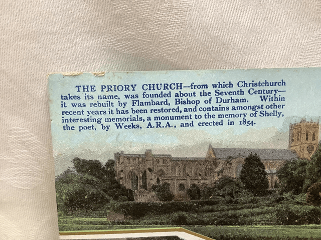 The Priory Christchurch, Hampshire & The Tilly Whim Caves Dorset, Posted 1909 antique postcard Our Ref No. R582 £2.50