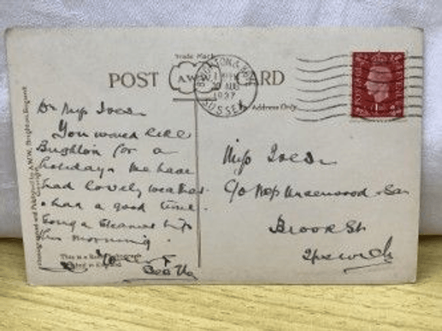 Brighton, Moonlight Bathing, Lido Beach, Kemptown, Sussex Posted 1937 A.W.W. postcard. Our Ref. No. R154 £4.50