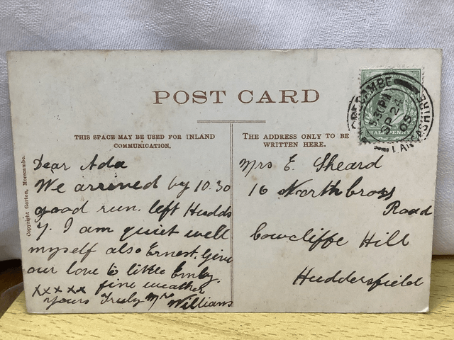 Morecombe, Central Beach, Lancashire, Posted 1905 antique Gorton, Morecombe pc. No R591 £2.50