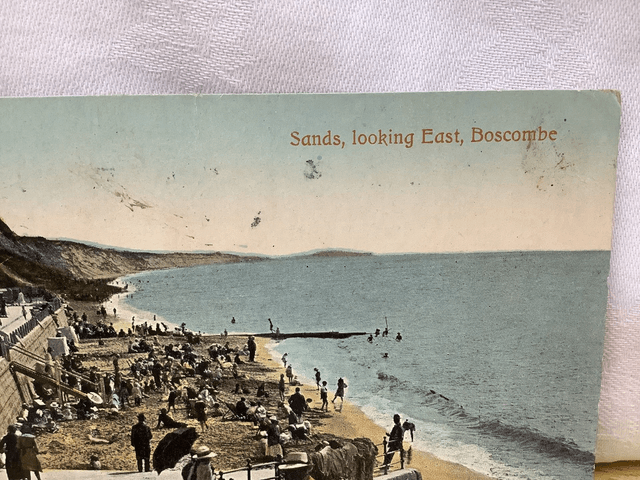 Sands, looking East, Boscombe, Dorset, Posted 1921 Valentine's Series Postcard. Our Ref No. R682 £2.50