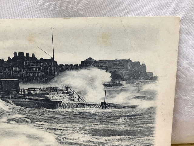 Storm at Morecombe, Lancashire, Posted 1904 Reliable Series Antique Postcard. Our Ref No. R595 £2.50