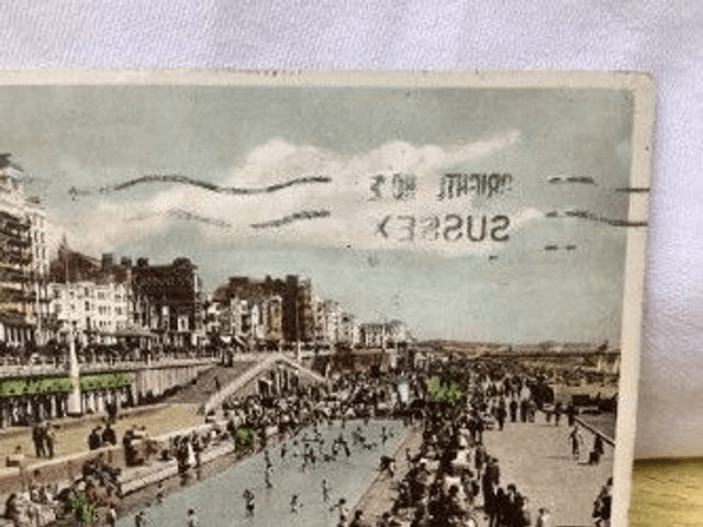 Brighton, Paddling Pool and Seafront, Sussex Posted 1954 Lansdowne Production postcard Our Ref No. R174 £2.00