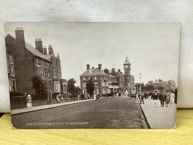 Skegness, South Parade & Clock Tower, Lincolnshire, Vintage Sepio, J. Salmon Vintage postcard. Our Ref No. R735 £2.50