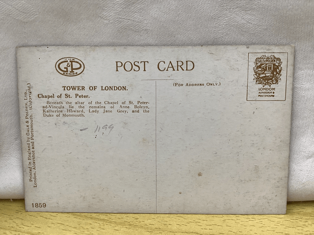 Tower of London, Chapel of St. Peter No.1859- Vintage Gale & Polden Ltd postcard Our Ref A181 £2.50