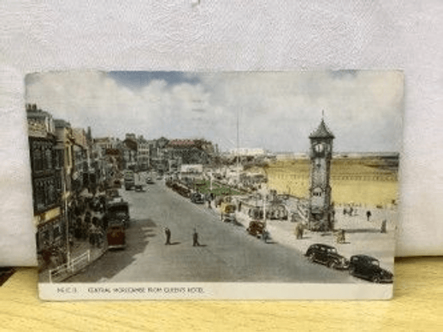 Central Morecambe from Queen's Hotel, Lancashire, Posted 1953 Unbranded Vintage Postcard. Our Ref No R375 £3.25