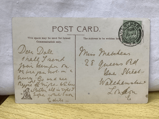 The Royal National Hospital, Ventnor, Isle of Wight, Posted 1905 BG Co. Antique postcard. Our Ref No. R863 £2.50
