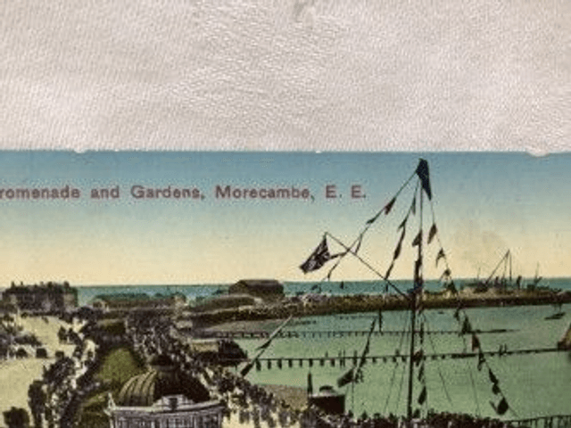 Promenade and Gardens, Morecombe, E.E. Lancashire, vintage unbranded vintage postcard. Our Ref No. R451 £2.50