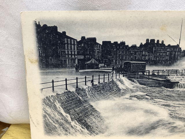 Storm at Morecombe, Lancashire, Posted 1904 Reliable Series Antique Postcard. Our Ref No. R595 £2.50