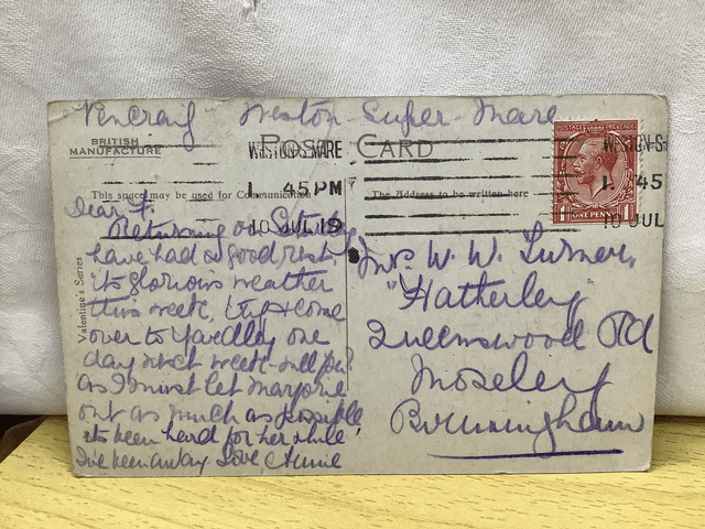 Weston-Super-Mare from the Sea, Somerset Posted 1919 Valentine's Series Postcard. Our Ref No. R590 £2.50