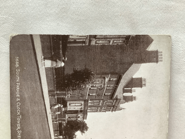 Skegness, South Parade & Clock Tower, Lincolnshire, Vintage Sepio, J. Salmon Vintage postcard. Our Ref No. R735 £2.50