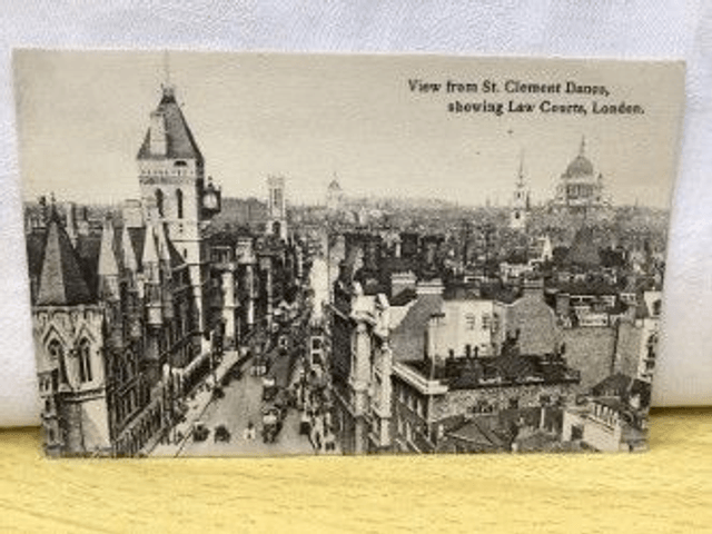 View from St Clement Danes showing Law Courts, London. Selfridge & Co  Vintage Post Card Our Ref No. A8 £3.50