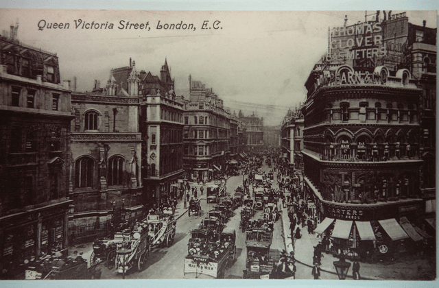 Queen Victoria Street, London, E.C. - Valentine's Series Postcard Our Ref: A247