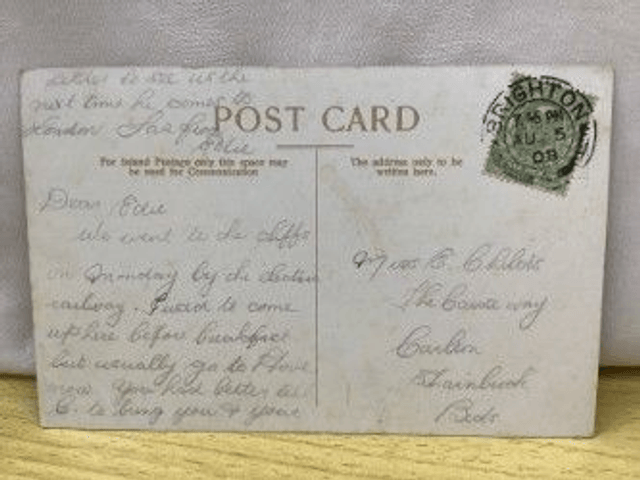 Brighton, The White Cliffs of Old England. Sussex, Posted 1908 Unbranded postcard. Our Ref no. R73 £2.25