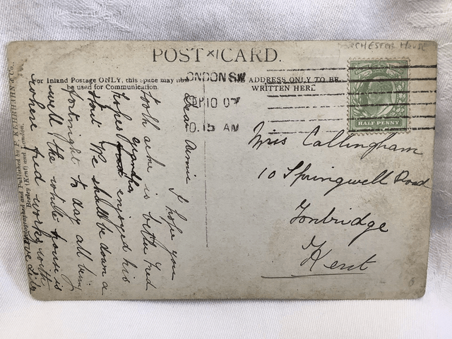 Park Lane, W. , London,  Card No F.K.1612 Posted 1907 F. Kehrhahn & Co. postcard Our Ref A190 £3.00