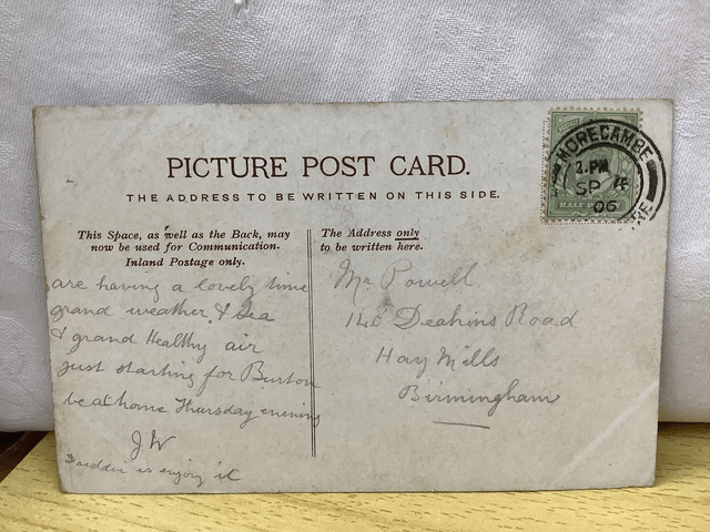 Morecambe, Promenade, West End Lancashire Posted 1906 unbranded antique postcard. Our Ref No. R665 £2.50