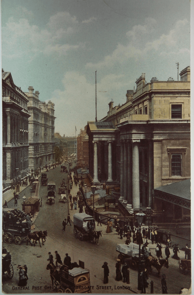 General Post Office & Aldersgate Street , London, Posted 1910 Falcon Series postcard - Our Ref A219