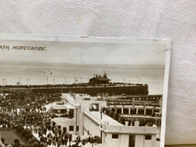Morecambe, Entrance to New Bath, Lancashire, Posted 1936 Valentine's Postcard. Our Ref No. R379 £3.50