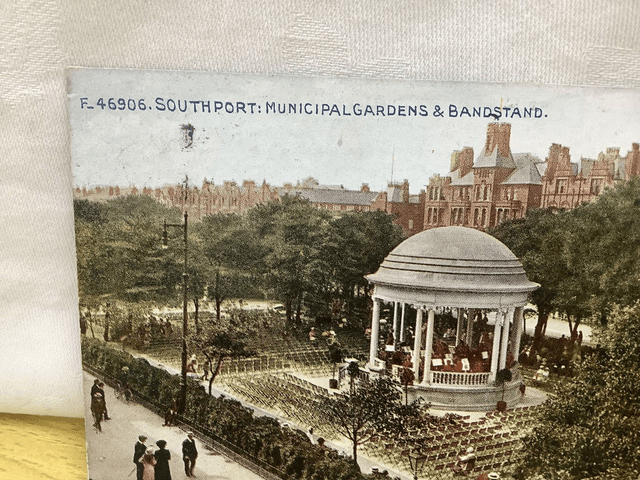 Southport, Municipal Gardens & Bandstand, Lancashire, Posted Photochrom Co. Ltd. Our Ref No. R853 £2.50