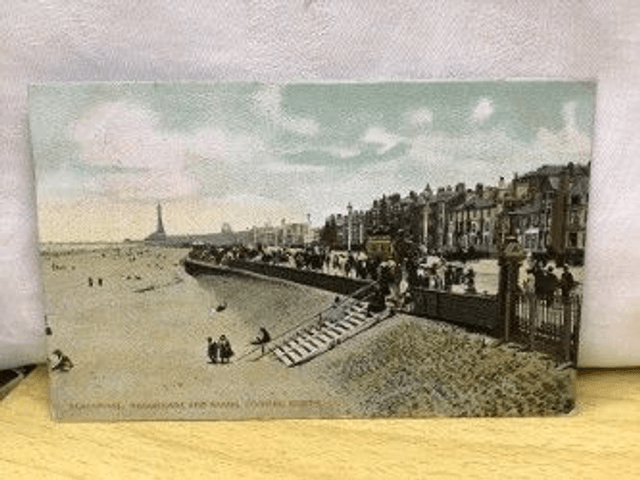 Blackpool Promenade and Sands, Looking North, Lancashire, Posted 1906 Antique Raphael Tuck & Sons postcard. Our Ref no R446 £2.50