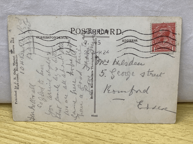 Broadstairs, North Foreland Lighthouse, Kent. Posted 1924 J. R Gale, Antique Postcard Our Ref No. R811 £2.50