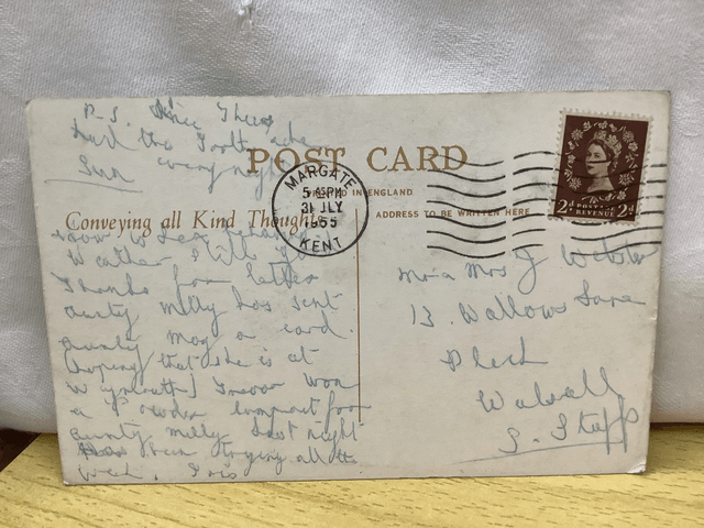 Broadstairs, Bathing Veranda and Beach, Kent, Posted 1955 unbranded postcard. Our Ref No. R571 £2.25