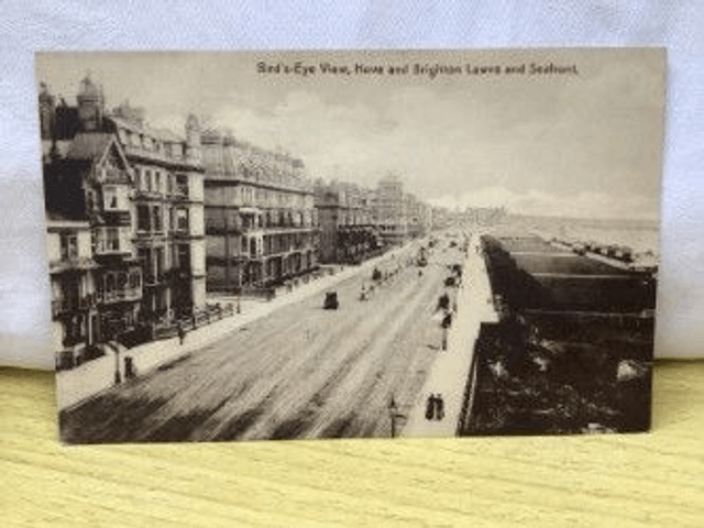 Bird's eye view. Hove and Brighton Lawns and Seafront, Posted 1917 T. Harper Postcard Our Ref. No.  R155 £4.50 