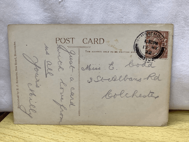 Boscombe, The Marina, Dorset, antique posted 1922 E.J. Roberts antique postcard. Our Ref No. R678 £2.50