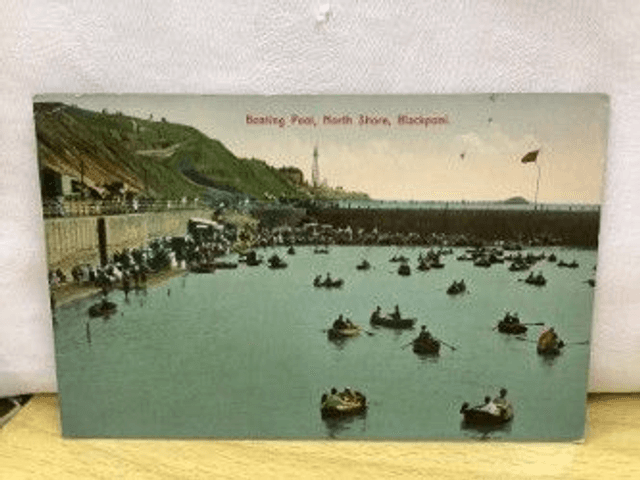 Boating Pool, North Shore, Blackpool, Lancashire, Posted 1927 unbranded vintage postcard. Our Ref  No R442 £2.75