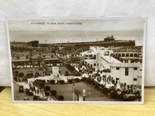 Morecambe, Entrance to New Bath, Lancashire, Posted 1936 Valentine&#039;s Postcard. Our Ref No. R379 £3.50