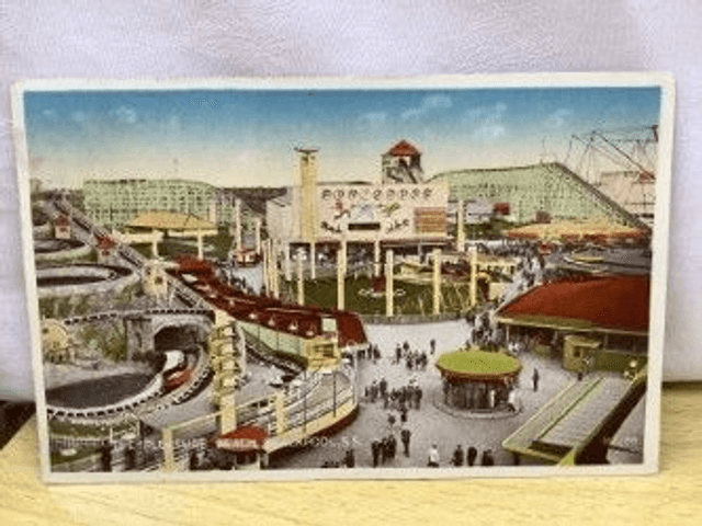 The Pleasure Beach, Blackpool, South Shore, Lancashire, Posted 1947, Valentine &amp; Sons. Vintage Postcard Our Ref No. R421 £2.25