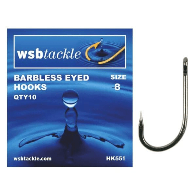 WSB BARBLESS EYED SIZE 8 HOOKS