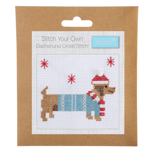Counted Cross Stitch Kit: Mini: Christmas: Festive Dachshund