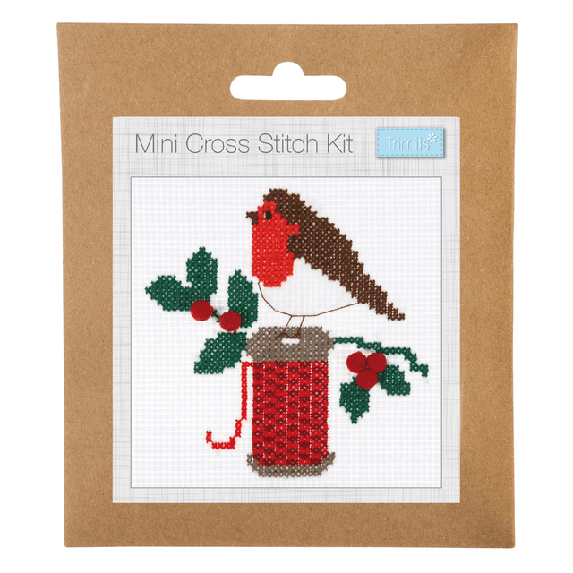 Counted Cross Stitch Kit: Mini: Christmas: Robin