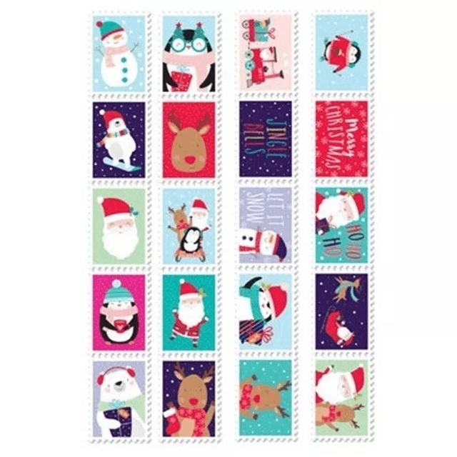 Christmas Postage Stamp Stickers