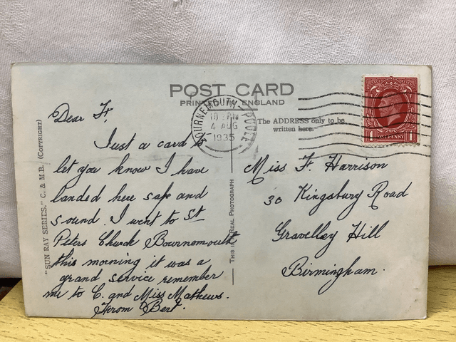Boscombe, The Sands and Cloisters, Dorset, Posted 1935 Sun Ray Series C & M B Vintage postcard Our Ref no. R681 £2.50