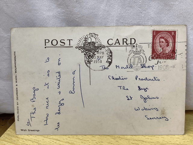 Boscombe, West Beach and Promenade, Dorset, Posted 1958 Dearden & Wade vintage postcard. Our Ref No. R676 £2.50