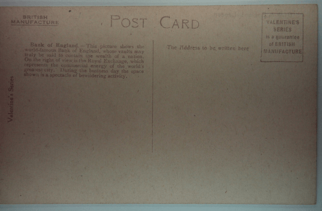 Bank of England, London Valentine's Series unposted postcard. Our Ref A227