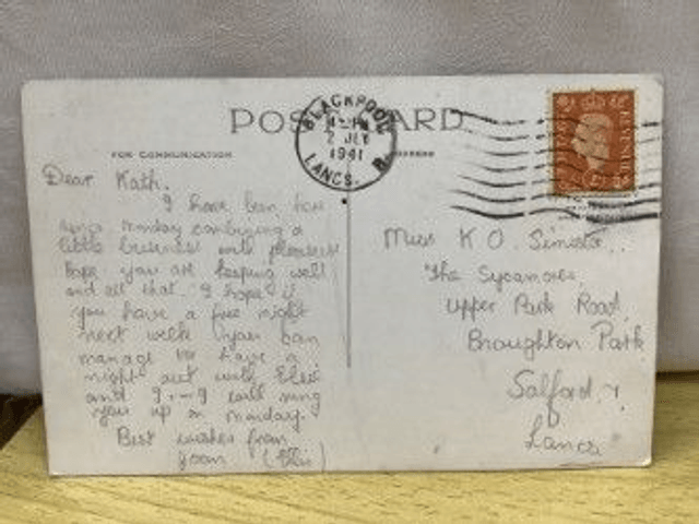 North Shore Gardens, Blackpool, Lancashire, Posted 1941 unbranded vintage postcard. Our Ref No. R419 £2.00