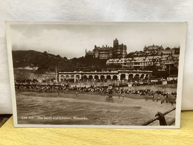 Boscombe, The Sands and Cloisters, Dorset, Posted 1935 Sun Ray Series C & M B Vintage postcard Our Ref no. R681 £2.50